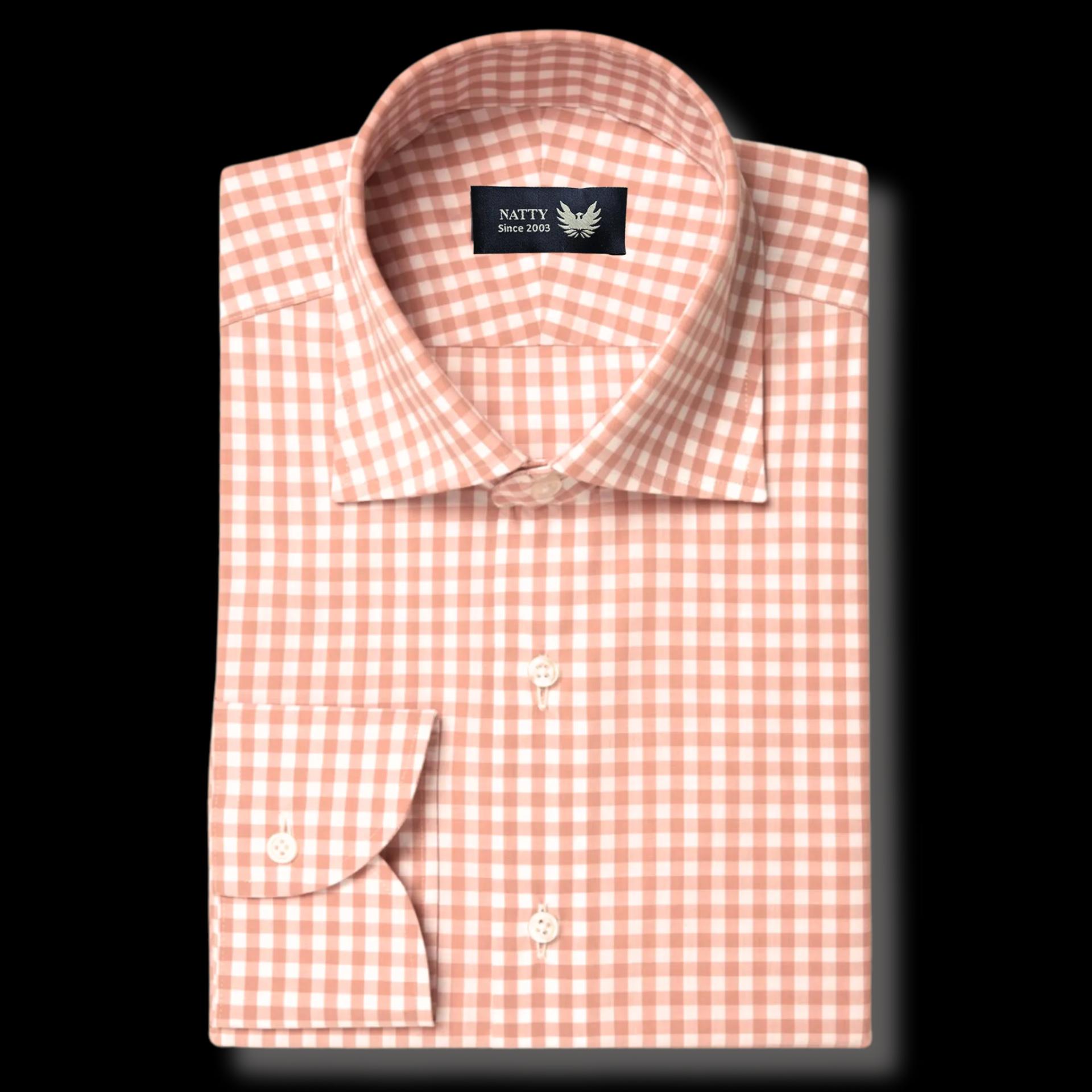 Peach Brown Gingham Peached Shirt