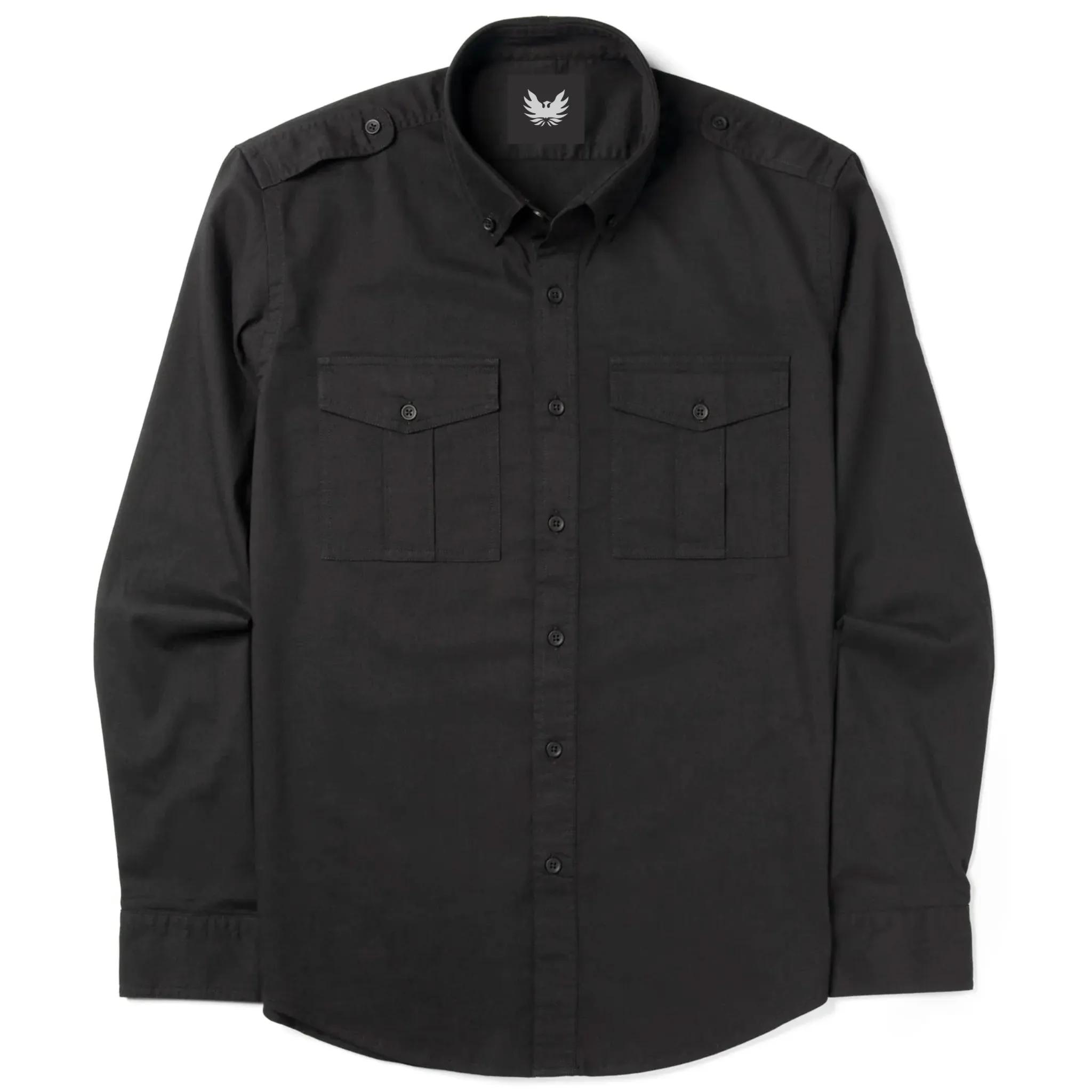 Black Twill Shoulder Flaps Utility Shirt image