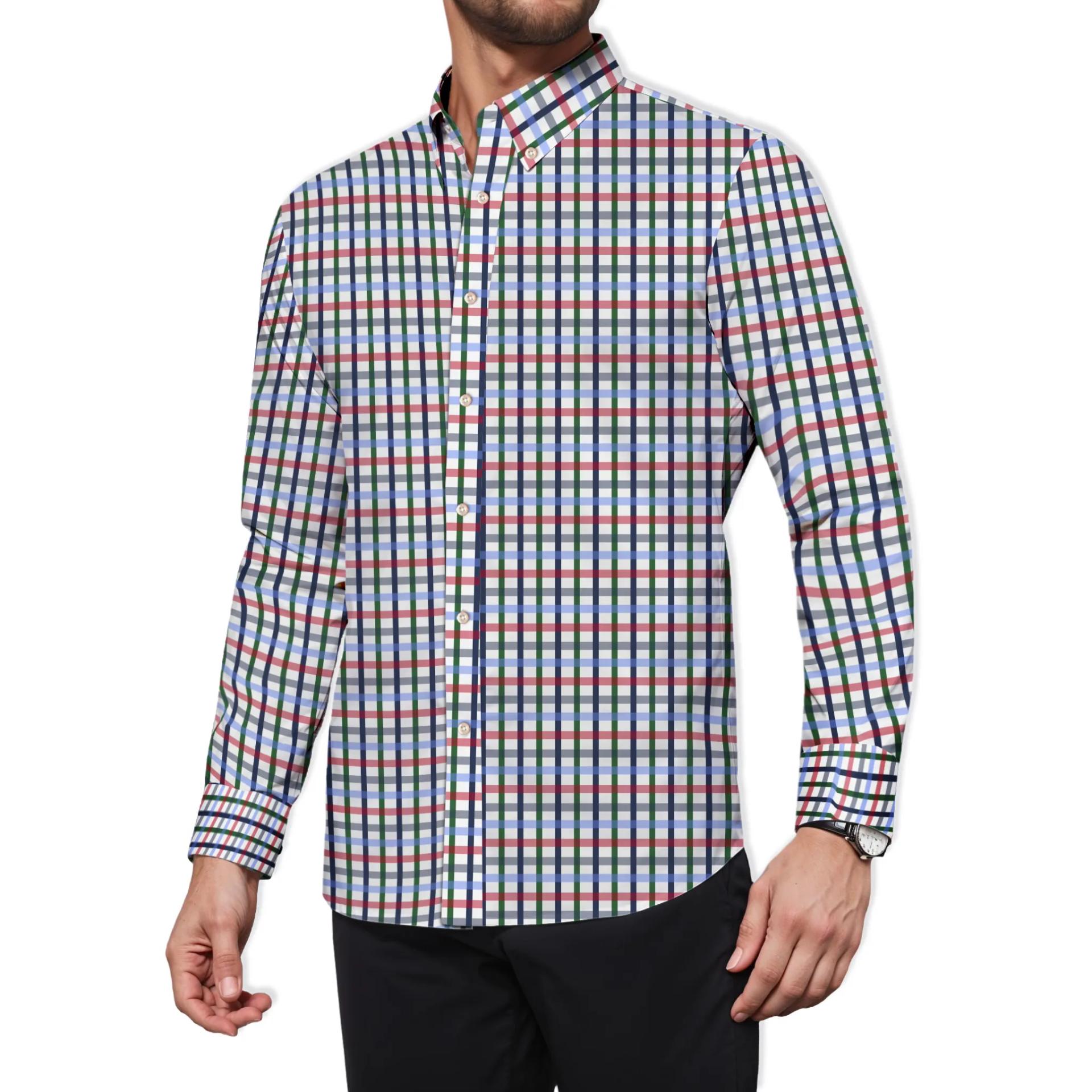Navy Sky Red Green Large Gingham - alternate view