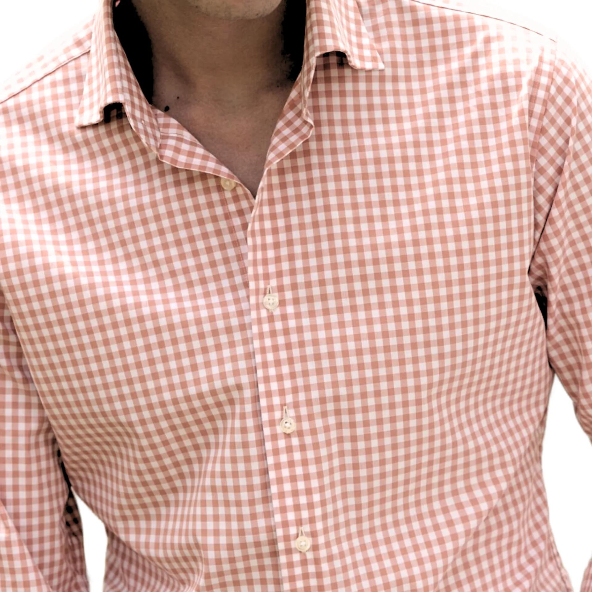 Peach Brown Gingham Peached Shirt - alternate view